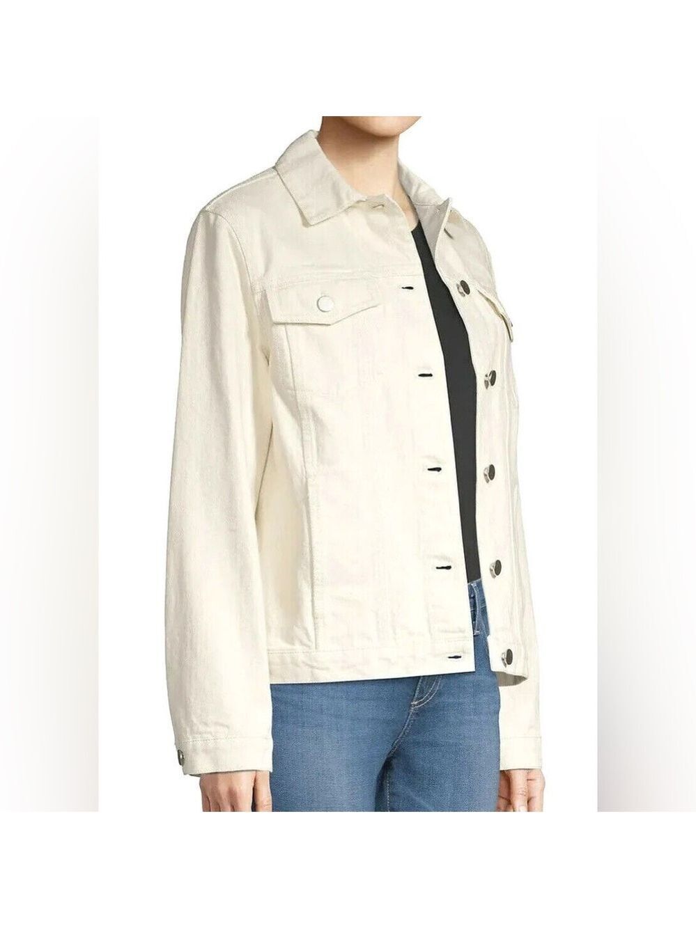Theory Best Friend White Denim Trucker Jacket - Size Medium